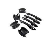 ZLFGHT Door Handle Covers Compatible with for Tucson for IX35 2009 2010 2011 2012 2013 2014 Car Carbon Fiber Black Chrome Door Handle Sticker Styling(Black Set 0 Button)