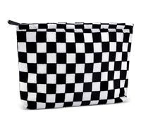 ZLFSRQ Checkered Makeup Bag for Women Large Capacity Black Travel Cosmetic Bag Set Makeup Pouch for Purse Zipper Toiletry Organizer Cute Y2K Aesthetic Trendy Adults Zipper Skincare Storage Organizer