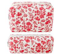 ZLFSRQ Floral Pencil Case Cute Pencil Pouch Quilted Makeup Bag Small Travel Cosmetic Bag Preppy Pen Bags Aesthetic Toiletry Bags Makeup Pouch for Purse Zipper Skincare Storage Organizer, hot pink, Hot