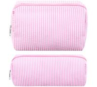 ZLFSRQ Floral Pencil Case Cute Pencil Pouch Quilted Makeup Bag Small Travel Cosmetic Bag with Zipper Preppy Pen Bags Aesthetic Toiletry Bags Makeup Pouch for Purse Skincare Storage Organizer, Pink