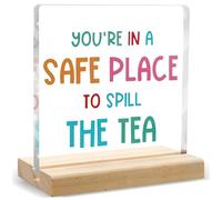 ZLFSRQ Therapy Office Decor Mental Health Decor for Home School Counselor Office Must Haves Therapist Gifts Psychology Gift for Women Cute Humor Calming Acrylic Decorative Sign with Wooden Stand