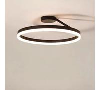 ZLGUBAY Modern LED Dimmable Ceiling Light,Nordic Designer Simple Single Circle Black Ceiling Lights,Flush Mount Aluminum Chandelier for Living Room, Bedroom, Kitchen