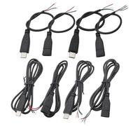 ZLGYGLEO 1/3Pcs 0.3 metres 1M 2M USB Type C Male Female Power Supply Cable Charge Connector Welding 2Pin 4Pin Wire Extension Adapter(Type-C Female 4P,1M_3PCS)