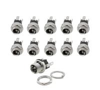 ZLGYGLEO 10/20 Pcs 5.5 x 2.1mm DC Socket With Nut Female Panel Mount Connector Metal DC Power Jack 5.5 * 2.1mm DC025M DC-025M(20Pcs)