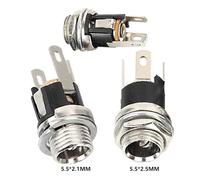 ZLGYGLEO 10/50/200PCS DC-025 5.5x2.1mm 5.5x2.5mm DC Socket With Nut DC Power Jack Socket Female Panel Mount Connector DC025(2.5 with cap,200 PCS)