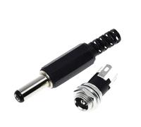 ZLGYGLEO 10pcs 5.5mm x 2.1mm DC Power Supply Connector + Female Metal Panel Mount Socket Jack DC Connectors Terminal Adapter(5pair)
