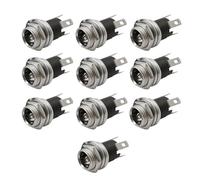 ZLGYGLEO 10PCS DC025M 5.5 * 2.1mm DC Socket With Nut 5.5x2.1 mm DC Power Jack Socket Female Panel Mount Connector DC-025M