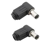 ZLGYGLEO 10Pcs Right Angle 5.5 x 2.1mm 5.5 x 2.5mm 90 Degree DC Power Cable Male Soldering Cord Tip Connector Adapter Black(10Pcs 5.5mmx2.1mm)