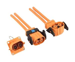 ZLGYGLEO 1pcs 125A 150A 200A DC 1500V High-voltage 8mm Dual Core High-voltage Connector Straight Male Female Straight Pin Socket(Bent plug,200A)