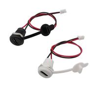 ZLGYGLEO 1Pcs 2Pin USB Connector Type-C Waterproof with PH 2.0 Nut Locking Panel Mounting Female Fast Charging Jack Port(White)