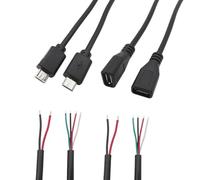 ZLGYGLEO 1pcs Micro USB Power Supply Cable 2 Pin 4 Pin Female Male Wire Jack Charger Charging Cord Extension Connector Data Cable 0.3 metres 1M(Micro USB Female 4P,1M)