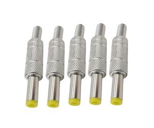 ZLGYGLEO 2/5/10Pcs Silver Metal 5.5x2.1MM 5.5x2.5MM DC Power Jack Male Connector Adapter with Yellow Head 5.5 * 2.5 mm(5.5X2.5mm,5Pcs)