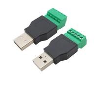 ZLGYGLEO 2Pcs USB 2.0 Type A Male/Female to 5 Pin Screw Terminal Block Connector with Shield USB2.0 to Terminal Adapter(2Pcs Male)