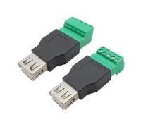 ZLGYGLEO 2Pcs USB 2.0 Type A Male/Female to 5 Pin Screw Terminal Block Connector with Shield USB2.0 to Terminal Adapter(2Pcs Female)