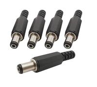 ZLGYGLEO 5/10Pcs 5.5X2.1MM DC Power Male Solder Connector 2.1mm x 5.5mm DC Plugs Wire Adapter Black(10Pcs)