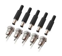 ZLGYGLEO 5Pairs 5.5 x 2.1mm DC Power Male Female Socket Nut Panel Mount Connector Adapter Metal DC099 DC-099