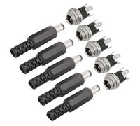 ZLGYGLEO 5Pairs 5.5mm x 2.1mm DC Power Male + DC Female Socket Panel Mount Connector Adapter Wire Terminal DC-025M DC025M