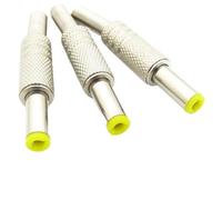ZLGYGLEO Silver Metal DC Power Male Connector with Spring Yellow Head 5.5x2.1mm/5.5x2.5mm DC Female Jack(5.5 x 2.1mm,5Pcs)