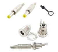 ZLGYGLEO Silver Metal DC Power Male female socket Jack Connector 5.5x2.1mm 5.5mm x 2.5mm with Spring Yellow Head 5.5 * 2.1 5.5 * 2.5mm(Type 2,5pcs)