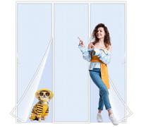 Zlhloj Fly Screens Doors Nets, 140x180 cmPatio Curtain Insect Mesh for Keeping Out Flies & Bug, Flyscreen French Doors, Mosquito Double Door Magnetic ScreenFly Doors White