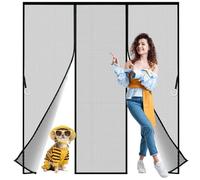 Zlhloj Fly Screens Doors Nets, 295x205 cmPatio Curtain Insect Mesh for Keeping Out Flies & Bug, Flyscreen French Doors, Mosquito Double Door Magnetic ScreenFly Doors Black