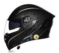 ZLHYQA Modular Motorcycle Helmets Flip Up Front Motor Helmet with Drop-Down Sun Visor, Full Face Motorcycle Helmet for Adults Men Women, Automatic Answering ECE Approved