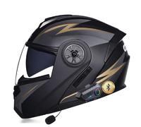 ZLHYQA Motorcycle Helmet, Motor Flip Up Helmet with Dual Sun Visor, Full Face Helmet Automatic Answering Dual Noise Reduction, Moped Street Scooter Helmet, ECE Approved
