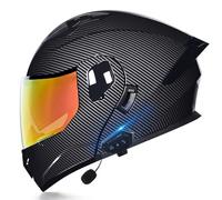 ZLHYQA Motorcycles Helmet Intercom, Flip Up Helmet Modular Motor Helmets Full Face Helmet with Dual Visor, Headset Automatic Answering Hands-Free, ECE Approved