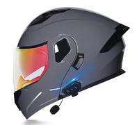 ZLHYQA Motorcycles Helmet Intercom, Flip Up Helmet Modular Motor Helmets Full Face Helmet with Dual Visor, Headset Automatic Answering Hands-Free, ECE Approved