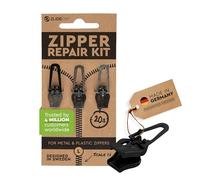 Zlideon Universal Zipper Repair Kit for Plastic & Metal Zippers Multipack - 3pcs, Black (L) | Instant Zipper Pull Replacement Slider for Denim, Jacket, Winter Coat | Easy to Install | Made in Germany