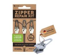 Zlideon Universal Zipper Repair Kit for Plastic & Metal Zippers Multipack - 3pcs, Silver (L) | Instant Zipper Pull Replacement Slider for Jacket, Winter Coat | Easy to Install | Made in Germany