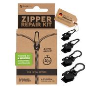 Zlideon Zipper Repair Kit for Metal Zippers Multipack - 4pcs - Black
