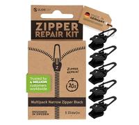 Zlideon Zipper Repair Kit for Narrow Zippers - 5pcs, Black | Instant Zipper Pull Replacement Slider for Dresses, Bedding, Hoodies, Light Jackets, Inner of Handbags | Easy to Install | Made in Germany