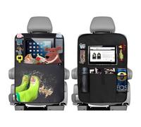 Zliger 2 piece Car Seat Protector, Backrest Protector Kids with Tablet Compartment, Waterproof Tarpaulin Kick Mat Protection for Car Seat Back with Multi-layer Storage Bag