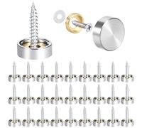 Zliger 40 Pcs Mirror Screws, 16mm, Stainless Steel, Decorative Cap Covers for Mirrors, Furniture Fittings