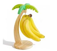 Zliger Banana Holder with Hanging Hooks Wooden Kitchen Accessory Kitchen Countertop Fruit Rack Vintage Wooden Fruit Stand Keeps Bananas and Fruit Fresh Saves Countertop Space