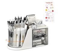 Zliger Desk Organiser, Pen Holder Box, 360-Rotating Desk Organizer 5 Compartments Large Capacity, Can Hold Pencils, Various Stationery Items for Home Office