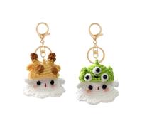 Zliger Key Chains, 2 Pieces Handwoven Ghost Keychain, Mini Plush Figures, Positive Potato Doll, Gifts for Friends and Family, green
