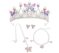 Zliger Princess SilverCrown Crystal Tiara for Girls with Necklace Bracelet Earrings, m, Rhinestone (silvery)