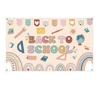 Zliisang 5.9x3.6ft Boho Welcome Back to School Backdrop First Day of School Banner Retro Back to School Bulletin Board Kindergarten Classroom Party Decorations Photo Props