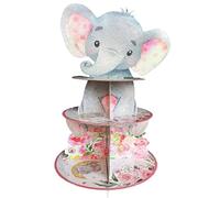 Zliisang Pink Elephant Cupcake Stand Baby Girl Baby Shower Decorations 3 Tiered Elephant Dessert Cake Table Displays Eelephant Birthday Party Decorations Baby Shower Decorations for Girl