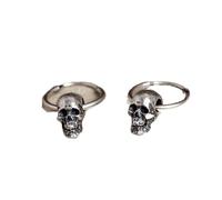 ZLING 5 * 6mm Skull Charms Hoop Earring Vintage 100% 925 Sterling Silver Skull Earrings Gothic Punk Ear Piercing Drop Earring