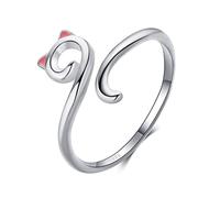 ZLING 925 Solid Real Sterling Silver Women Lady Jewelry Cute Cat Ring Opening Size Love Gift Girls Lady