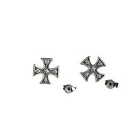 ZLING 925 Sterling Silver Cross Poker Stud Earrings Punk Street Hip-hop Ear Studs Pin For Men Women Ear Piercing Jewelry