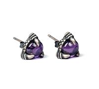 ZLING 925 Sterling Silver Dragon Claw Amethyst Stud Earrings Punk Gothic Eagle Claw Eer Studs Piercing Earring Jewelry