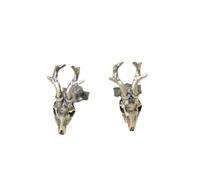 ZLING 925 Sterling Silver Earrings Unisex Gothic Deer Skull Ear Pin Creative Personality Piercing Earring Jewelry