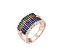 ZLING 925 Sterling Silver Fashion Rose And Gold Colorful Ring Crystal Ring For Wedding Bridal Christmas Party