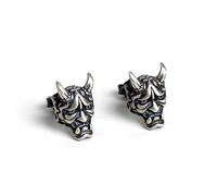 ZLING 925 Sterling Silver Gothic Skull Prajna Stud Earrings Punk Unique Devil Ear Studs 925 Silver Ear Jewelry