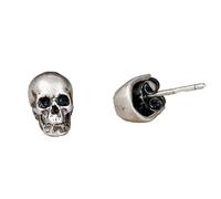 ZLING 925 Sterling Silver Gothic Skull Stud Earrings For Men Creative Punk 925 Silver Earring Skull Ear Pin Fin Jewelry