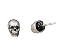 ZLING 925 Sterling Silver Gothic Skull Stud Earrings For Men Creative Punk 925 Silver Earring Skull Ear Pin Fin Jewelry